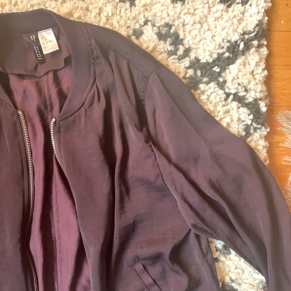 Deep Purple Silky Bomber Jacket - Picture 3 of 5